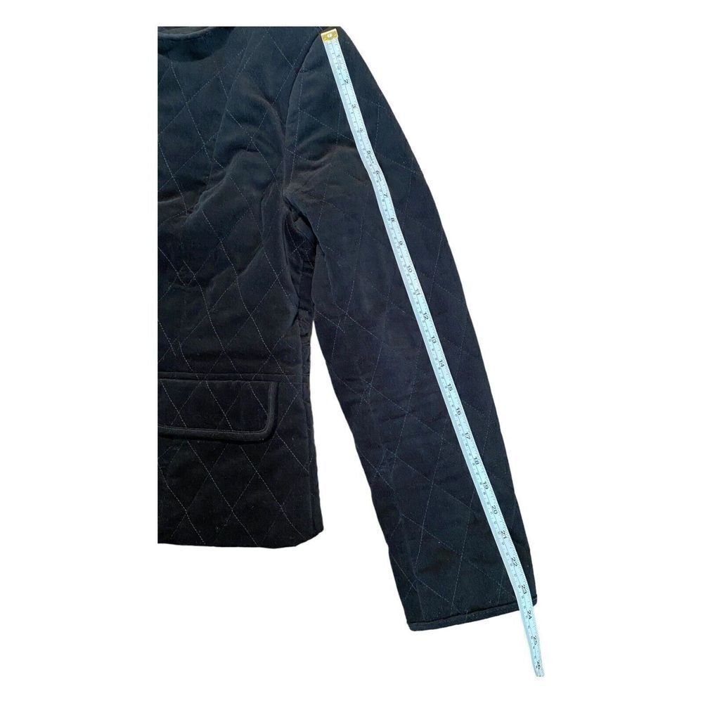 TALBOTS WOMEN'S BLACK VELOUR QUILTED BUTTON DOWN JACKET SZ 8 - Picture 8 of 9